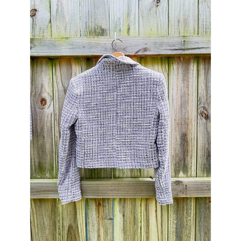 Zara Lilac Bouclé Tweed Skirt Set | Cropped Jacket - Picture 4 of 12